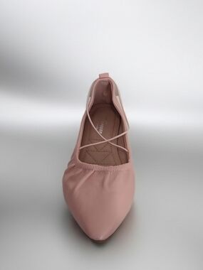 Forever Comfort Pointed Ballet Flat with Crisscross Straps in Dusty Pink